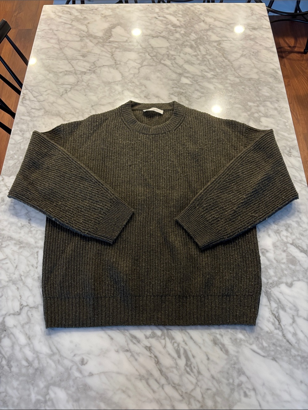 Everlane Olive Ribbed Crewneck Sweater